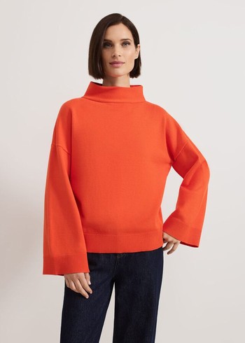 Phase Eight Blaire Fluted Sleeve Knitwear Orange USA | 4813975-SD